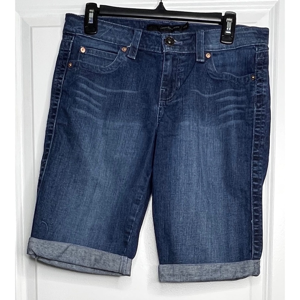 Calvin Klein Jeans Women's Cuffed Denim Bermuda Shorts Blue Size 29/8 Stretch